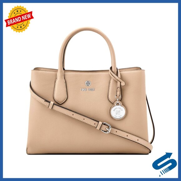 Handbags - Triple Compartment Satchel with Crossbody Strap, Cotton Lining